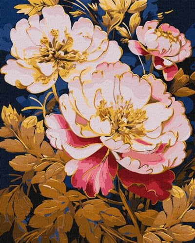 IDEYKA Die rosa Symphonie mit extra Metallic-Farben - Malen nach Zahlen für Erwachsene, einfaches Acryl-Malen nach Zahlen, malen nach zahlen erwachsene mit rahmen,DIY-als Geschenk, 40х50cm