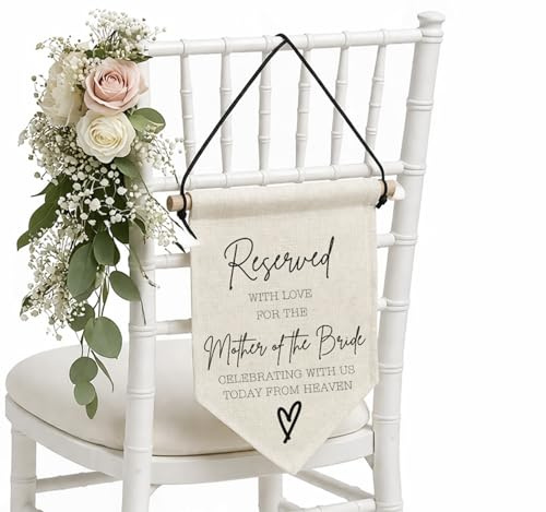 Gedenkschild zur Hochzeit, Aufschrift Reserved For Those In Heaven, Gedenkschild, Erinnerung an die Mutter der Braut (Mutter der Braut)