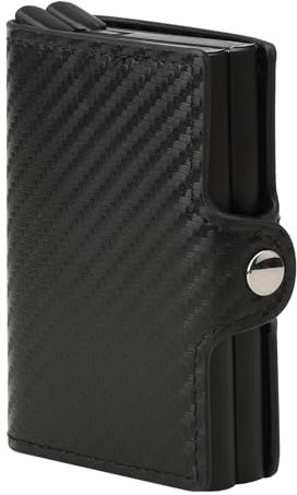 BRISKORE Doppeldecker Kartenetui mit RFID Schutz Slim Wallet Herren Damen Kreditkartenetui Mini Geldbörse Herren Portmonee Cardholder Mini Wallet Men's Wallets Credit Card Holder Karten Geldbeutel