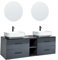 Doppelwaschbecken Badezimmer Waschtisch 4 Schubladen mit Touch LED Spiegeln Grau Pilar