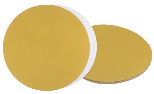 Kozelo 10pcs PSA Sanding Discs - [8 Inch x 220 Grit] Non-Hole Self Adhesive Sticky-Back Gold Sandpaper Discs for Automotive Car Paint Use, Aluminum Oxide, Zirconia, Round
