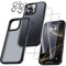 UniqueMe für iPhone 16 Pro Hülle - Handyhülle für iPhone 16 Pro Case, 5 in 1 Set Rundumschutz Schutzhülle Cover,1 Handyhülle & 2 Schutzfolie & 2 Kameraschutz - Schwarz