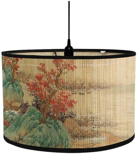 Style Chinois Abat-Jour en Bambou Pliable Abat-Jour en Bambou Décor Vintage Abat-Jour pour Décoration De Maison
