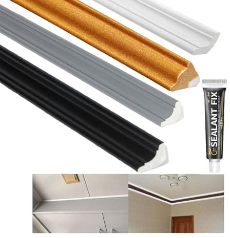 WZERHO Bandes décoratives flexibles autocollantes en TPE - Quart de tige - 1 adhésif sans clous - Pour bords muraux, bords de carrelage, sol, fenêtre, bordure murale, armoire (S blanc)