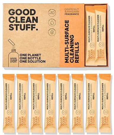 Good Clean Stuff Multi-Purpose Home Cleaning Refill Sachets,10 x High Powered Multi-Purpose Cleaning Sachets. Kitchen, Bathroom, Counters (Mint & Lime) (Grapefruit & Mandarin)