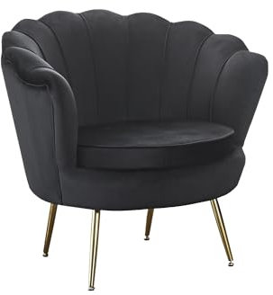 Dynamic24 Muschelsessel Samt Schwarz Relaxsessel Polstersessel Ohrensessel Loungesessel