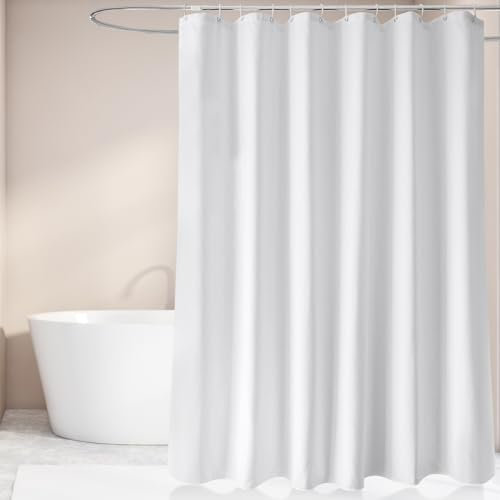 Ciusdkler 180 * 200 Tenda Doccia Bianca, Tenda Bagno Impermeabile e ad Asciugatura Rapida, Tende Doccia Tessuto Lavabile Con 12 Ganci, Bianca