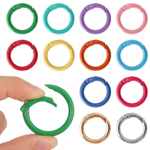 Molain Lot de 12 mousquetons ronds de 25 mm - Mousquetons ronds - Porte-clés - Anneau en O pour travaux manuels, bricolage, porte-clés, accessoires de sac (25 mm)