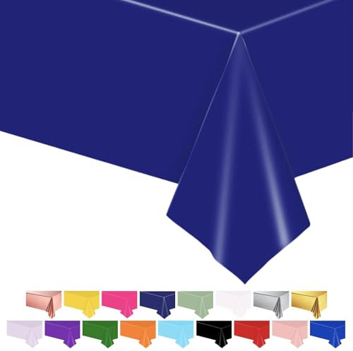 POPOYU NavyBlue Party Tablecloth,Large NavyBlue Table Cover,137 * 274cm Navy Blue Party Tableware Decor NavyBlueTable Cover VJ Day 80th Anniversary Decorations for Kids Christmas Valentine