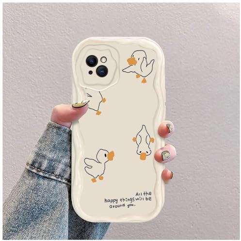 Ente Welle Silikon Weich Hülle Kompatibel mit iPhone 15 Weiß