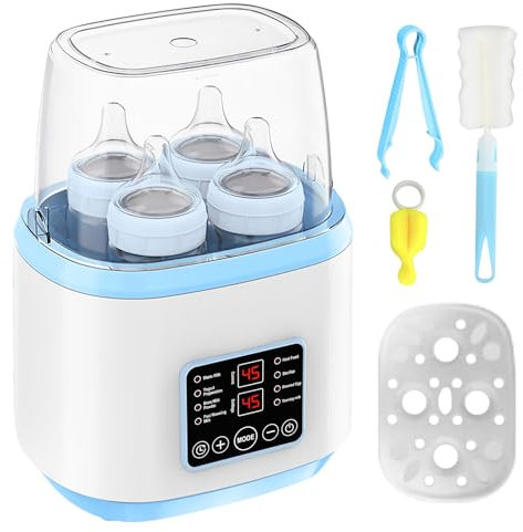 Flaschenwärmer Baby, 8-in-1 Sterilisator für Babyflaschen mit Intelligenter Terminplanung, Dampfsterilisation, 24H Warmhaltefunktion Baby Flaschenwärmer, Babyflaschen Wärmer, Fläschchenwärmer (Blau)