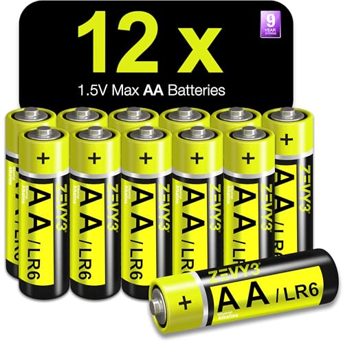 Zevy3 AA Batteries 12 Pack, Long-Lasting Alkaline Batteries, Leak-Proof, High Power Ideal for Remote Controls, Toys, Clocks & Household Devices