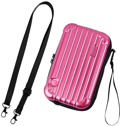 ANNASAMDO Mini Koffer Umhängetasche, Kleiner Koffertasche Handtasche Innentaschen Kosmetiktasche Hardcase mit Schultergurt Reißverschluss für Reisen, Einkaufen, Kosmetik (Rosarot)