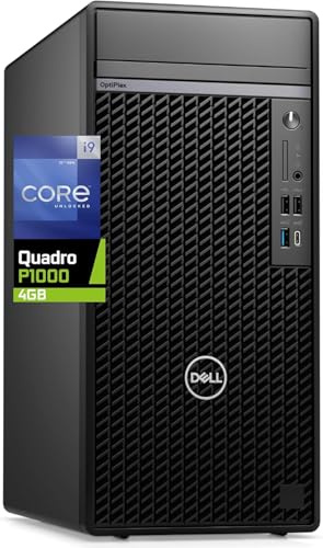 Dell Optiplex Desktop Plus Computer, Intel Core i9-12900K, 64GB RAM, 2TB NVMe PCIe SSD, Nvidia Quadro P1000 4GB Graphics, 4 x Mini-DisplayPort, HDMI, AX Wi-Fi, BT, USB C, Windows 11 Pro, Black Tower