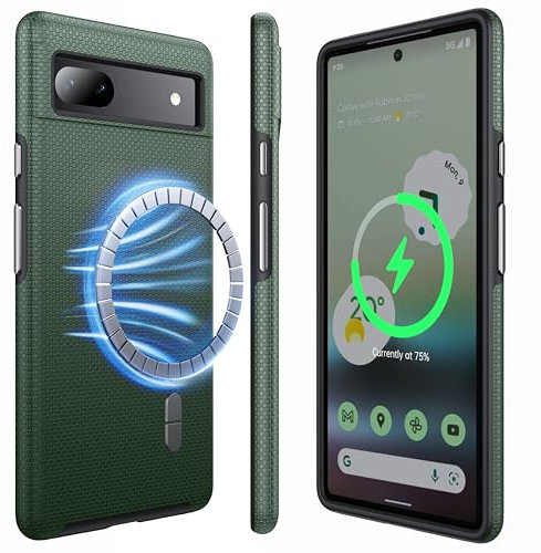 NJROW Strong Magnetic for Google Pixel 6a Case Compatible with MagSafe [2024 Upgraded] [Dual Layer Heavy Duty] [Military Shockproof] Rugged Case for Google Pixel 6a Phone Case Slim, Forest Green