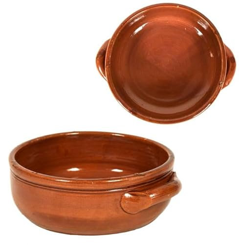 Ma Maison Tegamino in Coccio Monoporzione da Forno Color Cotto -Terrina Per Lasagna, Pasta al Forno, Zuppe -Sapore Originale del Cibo Modello Terra Nostra con Manici (Tegamino - Ø18 cm)