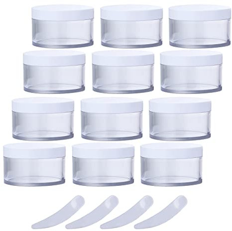 Pots cosmétiques Lot de 12 Pots cosmétiques vides Transparents en Plastique de 200 g avec Couvercle à vis, récipient de 200 ML for Masque Facial, lotions, crème(200ml)