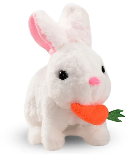 YeahBoom Jouet de Lapin Interactif Réaliste,Jouet Interactif Lapin de Paques,Jouets en Peluche électronique pour Enfants,Lapin en Peluche Interactive,Animaux en Peluche Interactifs