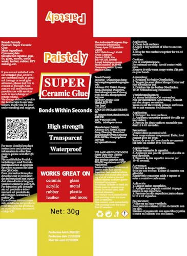 Super Ceramic Glue, Waterproof and Heat-Resistant Ceramic Glue Repair For Pottery, Strong Adhesive, Superglue For Bonding Ceramics, Plastic, Glass, Vinyl, Acrylic, Metal, Etc.