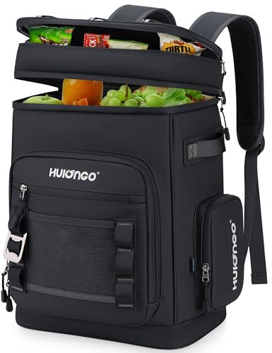 Hulongo Großer Wasserdichter Isolierter Kühlrucksack Auslaufsicherer Faltbar Kühler Rucksack Reines Schwarz