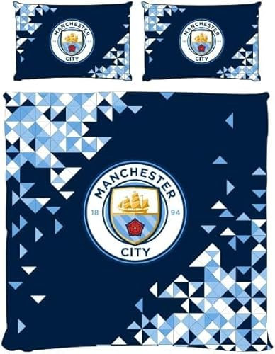 Man City Double Duvet Set Reversible Blue Football Club Bedding with Pillowcase (Double)