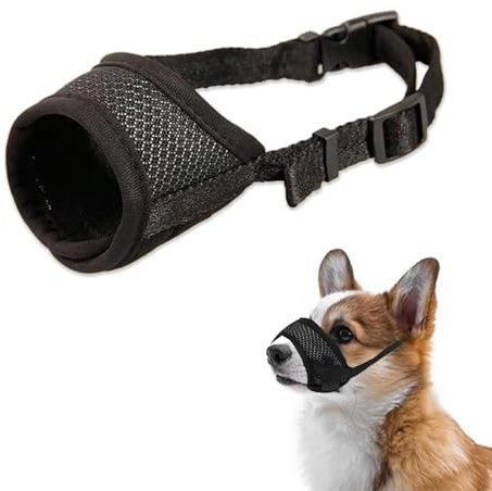 Dog Muzzles, Muzzle for Medium Dogs, Adjustable Breathable Dogs Muzzle, Soft Nylon Mesh Dog Muzzle for Medium, Breathable Mesh Design, Allows Panting and Drinking (Black M)