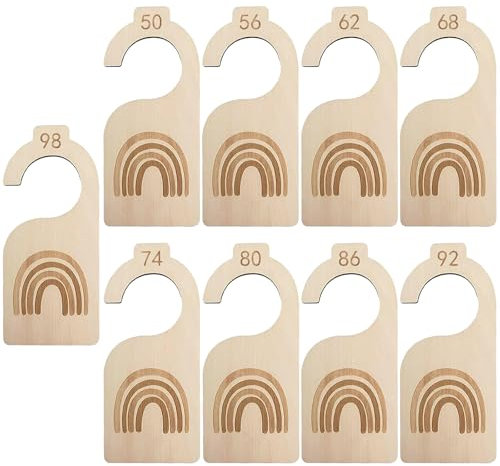 XVZZGNTH 9 Stück Größentrenner Baby aus Holz, Größentrenner Kleiderstange 50-98, Größentrenner Kleiderstange Babykleidung Trenner für Neugeborene Kleinkinderkleidung
