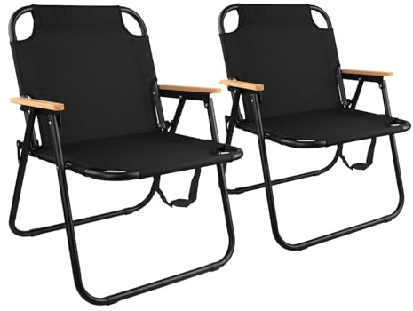 JHYCCDD Campingstühle 2er Set Klappbar, Campingstuhl Faltbar 150 kg, Camping Stuhl Klappbar Leicht mit Armlehnen, Klappstuhl Camping Garten Balkon Strand, Camping Stuhl Sessel Gartenstuhl Anglerstuhl