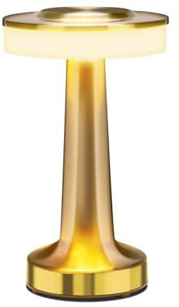 pearlstar Gold Tischlampe Kabellos LED Tischleuchte Akku mit USB Aufladbar - Nachttischlampe Touch Dimmbar mit Ladefunktion Kleine Lampen in 3 Farben für Outdoor Fensterbank Schlafzimmer Esszimmer