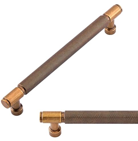 Talentedeco 10 Pack Antique Brass Cabinet Pulls 6.3 Inch(160mm) Kitchen Cabinet Handles Vintage Retro Cabinet Hardware for Drawer Pulls