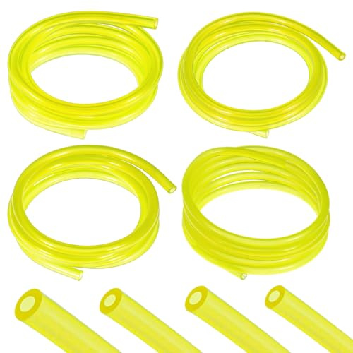 TIESOME 4 Sizes Yellow Petrol Fuel Line Hose Tubing for Small Engine | Premium Petrol Fuel Gas Line Pipe Hose Tubing for 2 Cycle Small Engine Chainsaw String Trimmer Blower Lawn Mower