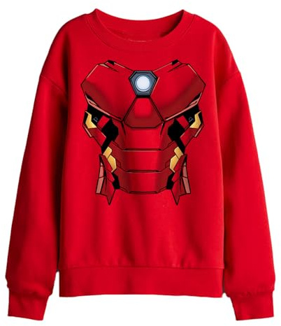 Iron Man Unisex Kids Marvel Iron Man Costume Kids Sweatshirt, Red Sweatshirt