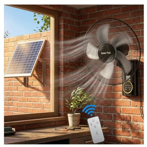 Genérico Ventilador Solar De Pared Oscilante 90° Con Temporizador