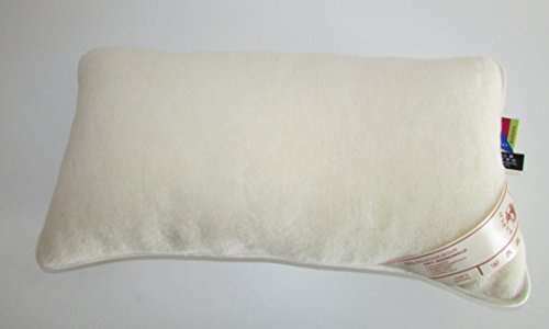 Alpenwolle Kopfkissen aus Merinowolle - Kugelfüllung aus Wolle - 2 Bezüge mit Reißverschluss - Größe 40x80cm
