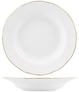 H&H 4361602 Alba Piatto Porcellana Fondo, 23,5 cm, Oro, Bianco