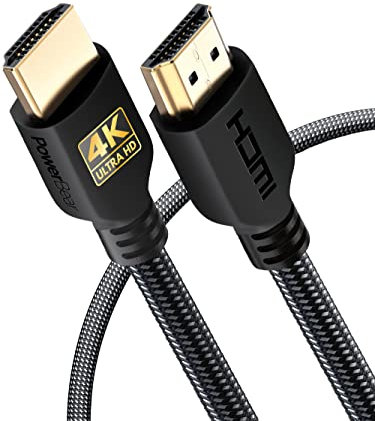 PowerBear Cable HDMI 4K 1 m | Alta velocidad, nylon trenzado y conectores de oro, 4K @ 60Hz, Ultra HD, 2K, 1080P, ARC y CL3 Clasificado | para el ordenador portátil, monitor, PS5, Xbox One y más