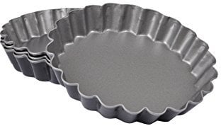 Homéa, Set de 4 Moules à Tartelettes en Métal 12 cm, Gris
