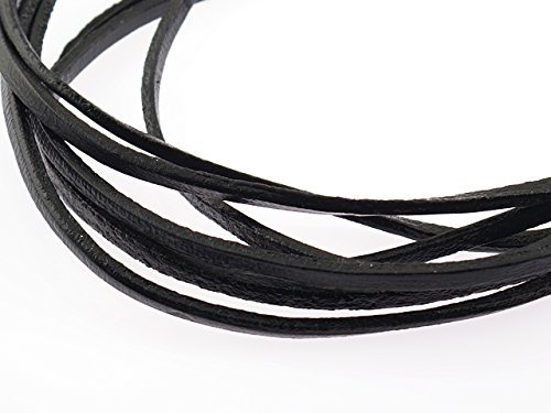 2 m echtes Lederband in schwarz, 3 mm breit