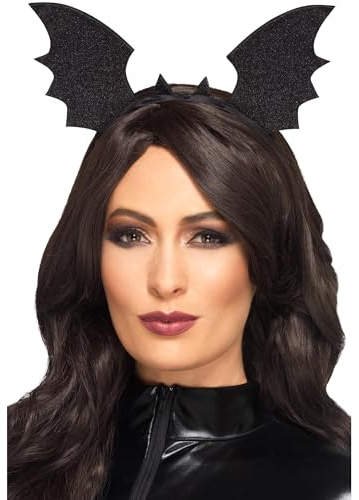 Smiffys Bat Wings Headband, Black, Halloween Fancy Dress Accessory, Bat Dress Up Hats
