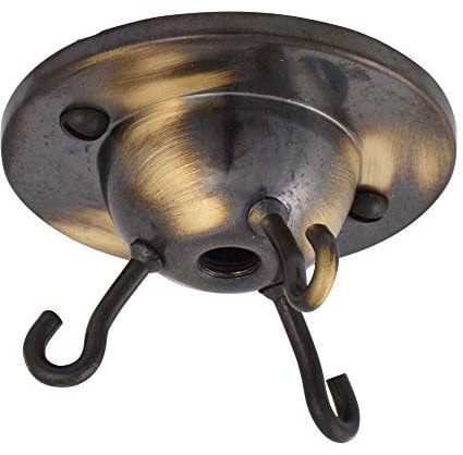 ElekTek Deckenrosette mit 3 Haken Deckenhängeleuchten, Hängeleuchten und Deckenbaldachins und Kronleuchter - Traditionelle Metallausführungen Messing Antik Gebürstet