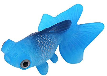 TOPINCN Silikon Künstliche Fische,Hohe Simulation Lebensechte Schwimm Aquarium Ornament Dekoration mit Linie Saugnapf(Blue Goldfish)