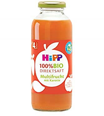 Hipp 100% Bio-Direkt-Säfte, Direktsaft Multifrucht mit Karotte, 6er Pack (6 x 330 ml)