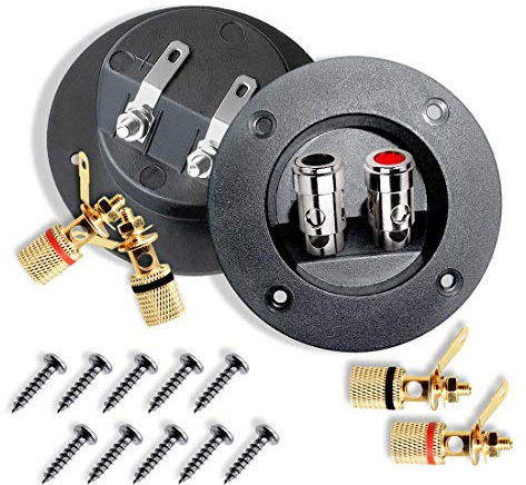 Kalevel 6pcs 2-Way Speaker Box Terminal Subwoofer Box Connector 75mm Spring Loaded with Screw Binding Post and 10pcs Screws
