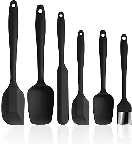 ebake Pfannenwender Silikon – Hitzebeständiger aus Silikon Pfannenwender (6 Stück) – Spatula Silicone für Antihaftbeschichtete Pfannen – Schwarz Silicone Spatula zum Kochen, Mischen und Backen