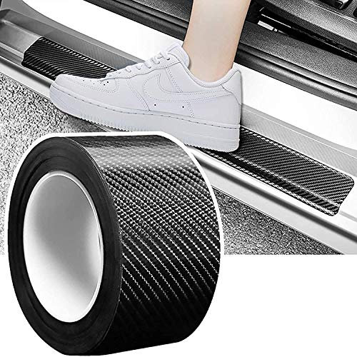 Car Door Sill Protector 7cmx10m Car Bumper Protector Anti Scratch Carbon Fiber Wrap Film for Door Sill, Front and Rear Bumper