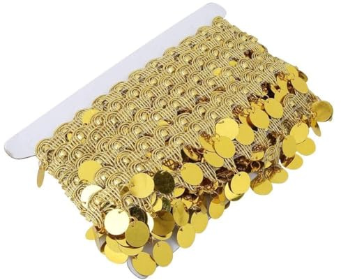 Cinturón con borlas de 10 yardas, cadena de cintura, cinturón de moda para el vientre, cinturón con borlas para danza del vientre, bufanda redonda de cadera con monedas para mujeres y niñas(oro)