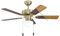 EGLO Deckenventilator CADIZ, 5 Flügel Ventilator mit Licht, Zugkette, Wendeflügel aus MDF in Walnuss oder Eiche, Gehäuse aus brüniertem Stahl, Sommer Winter Betrieb, AC Motor, Ø 106,6cm