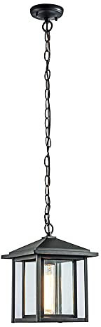 wonderlamp Außen-Pendelleuchte Avenida, 1 x E27, max. 60 W, IP 23, Vintage-Lampe, Laternenform mit Glas, Schwarz