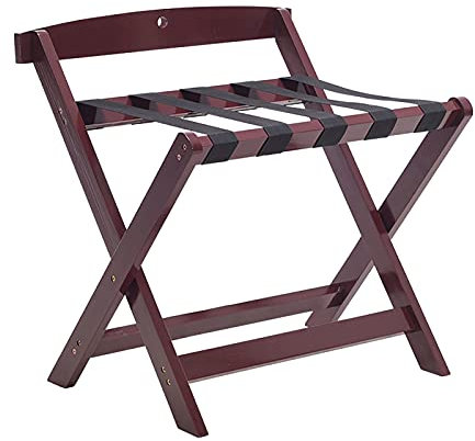 CSBH Vertikale Gepäckträger, Hotel Koffer Inhaber Reisetasche Support Gästezimmer Leder Holz Gepäckständer Lager Rack Möbel Landung Regal Tray Rack, 60× 50× 65 cm (Color : Red)