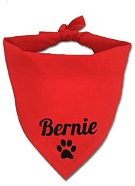 Personalisiert Hunde Bandana, Verstellbare Hunde Dreiecks Halstuch, Wunschname, Gestickt Name des Hundes, Baumwolle Kopftücher Hundehalstuch Dreieckstuch (L, rot)